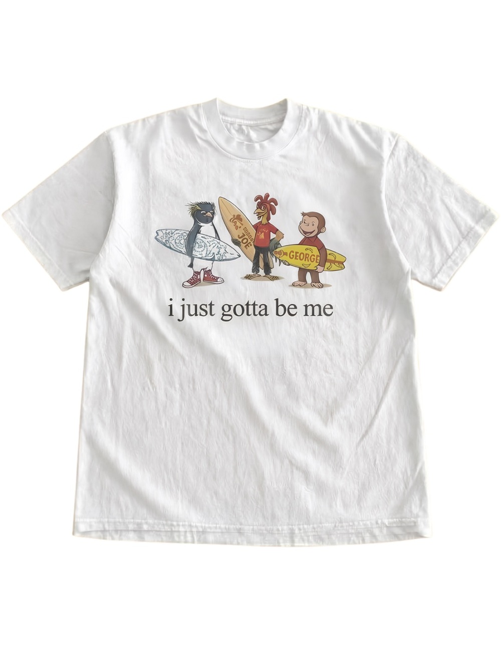 Gildan White Surfing Graphic Tee